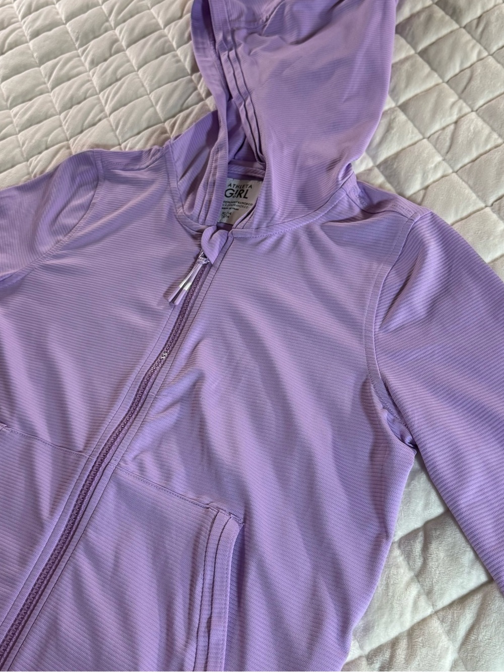 Athleta Girl Purple Striped Full Zip Hoodie Jacket XL 14 Excellent Condition